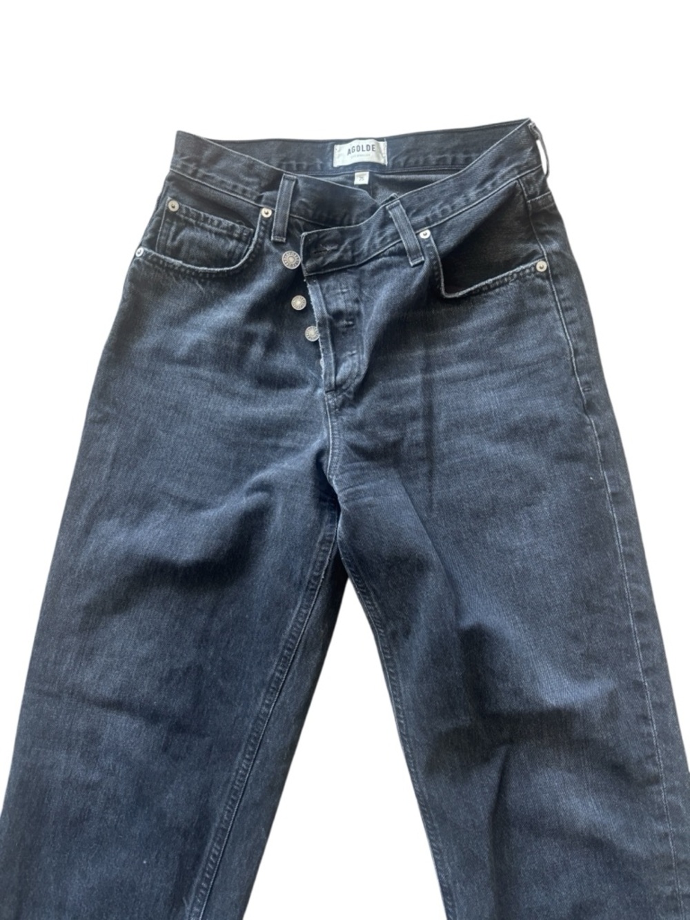 AGOLDE Black High Rise Straight Leg Jeans Size 25 Premium Denim